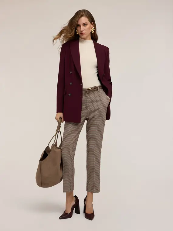 Cappotto doppiopetto in poliviscosa Donna, Bordeaux miniatura 3