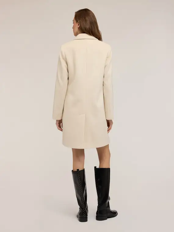 Cappotto in misto lana ammagliato Donna, Bianco miniatura 2