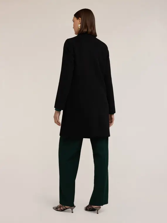 Cappotto in misto lana ammagliato Donna, Nero miniatura 2