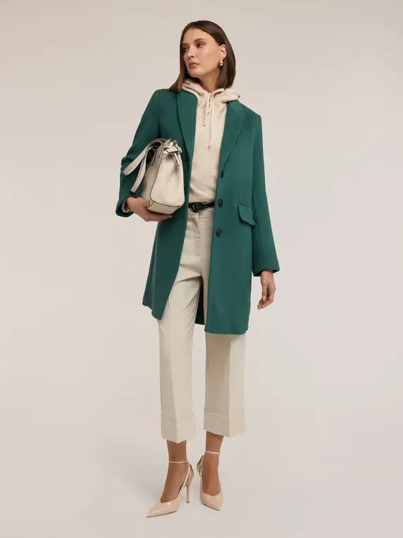 Cappotto in misto lana ammagliato Donna, Verde