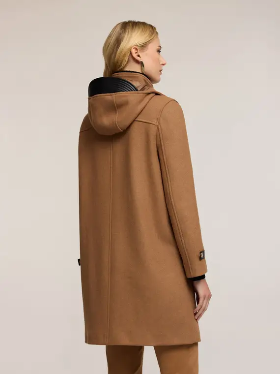 Cappotto in panno misto lana con inserti Donna, Marrone miniatura 2