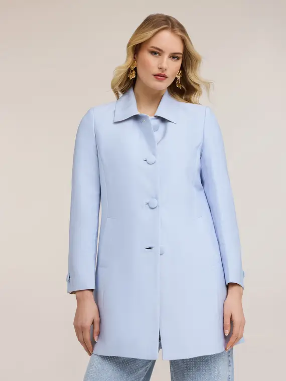 Cappotto in raso di cotone Donna, Azzurro