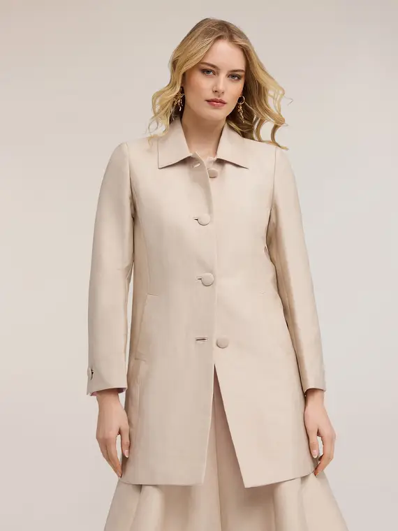 Cappotto in raso di cotone Donna, Beige