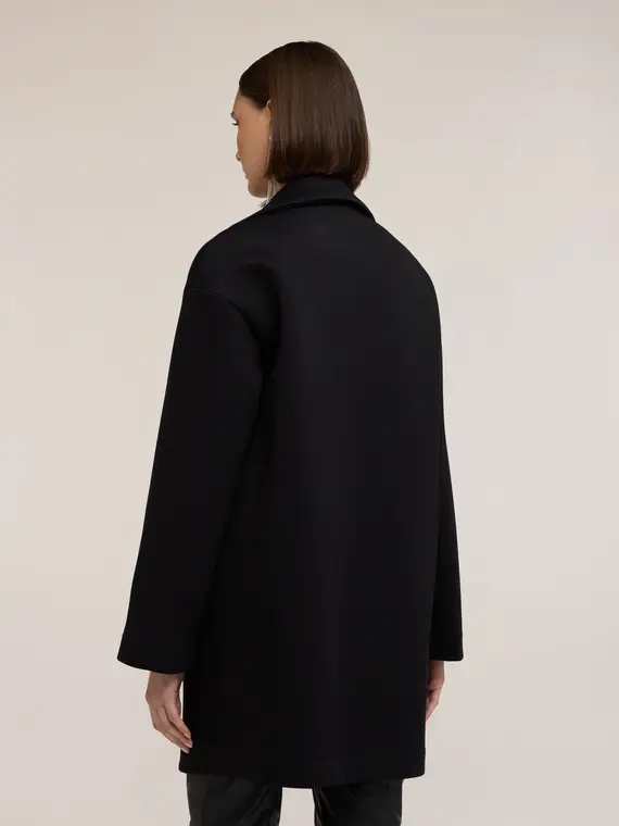 Cappotto in scuba con spilla gioiello Donna, Nero miniatura 2