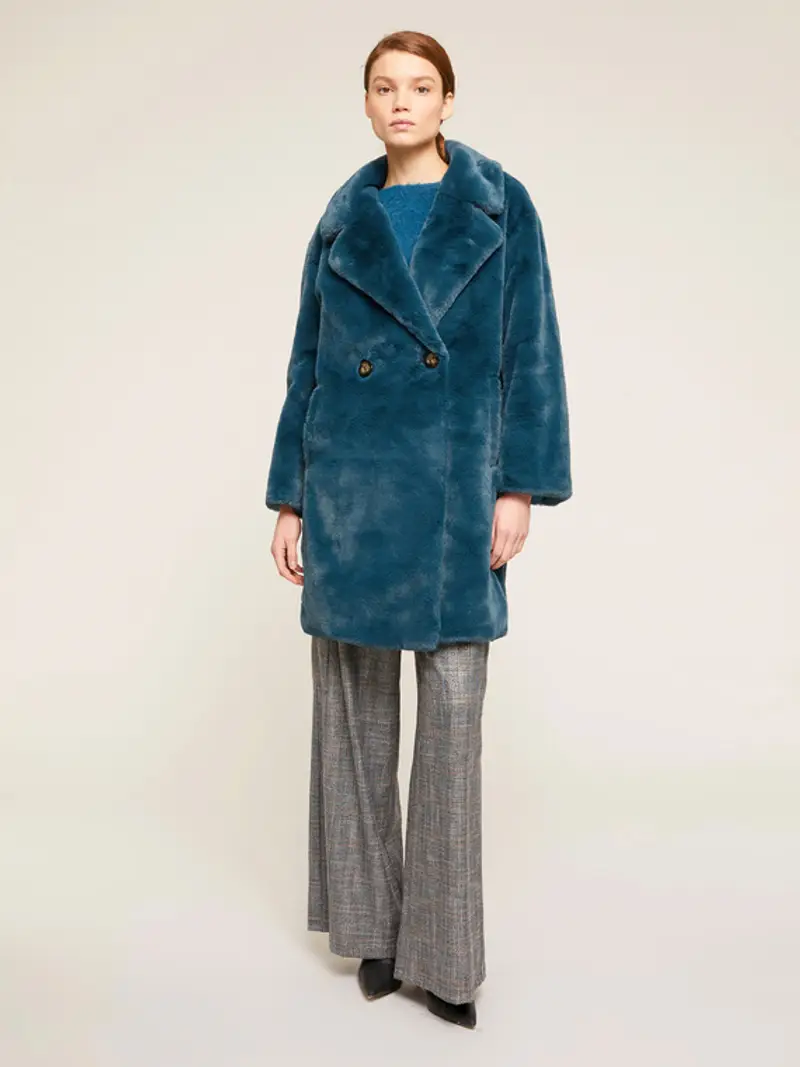 Motivi Cappotto lungo doppiopetto Donna, Ottanio, Taglia M