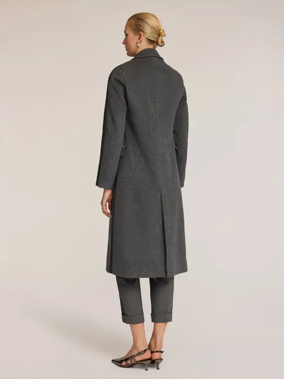 Cappotto lungo in pura lana Donna, Grigio miniatura 2