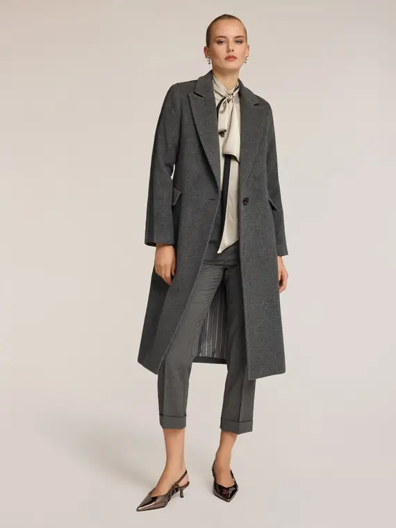 Cappotto lungo in pura lana Donna, Grigio