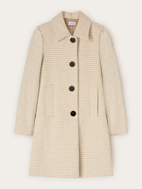 Cappotto lungo jacquard Donna, Beige