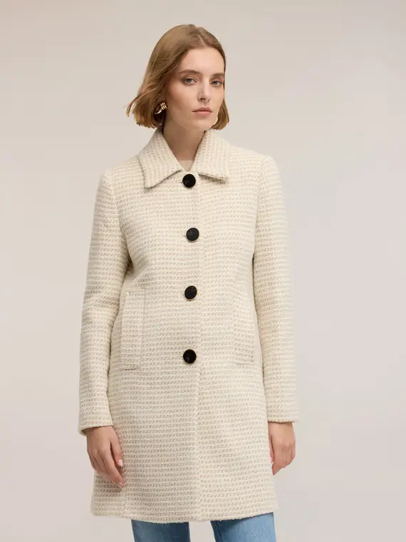 Cappotto lungo jacquard Donna, Beige miniatura 3