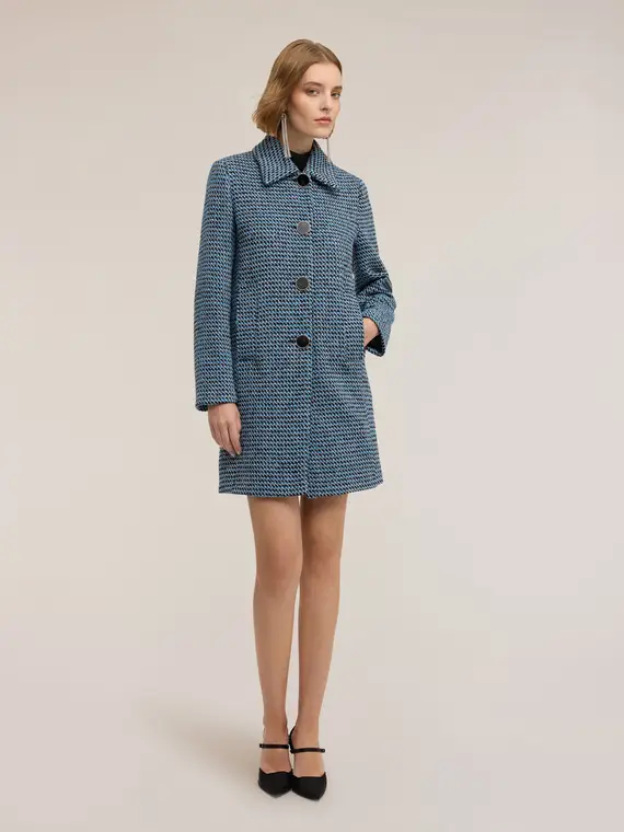Cappotto lungo jacquard Donna, Ottanio miniatura 3