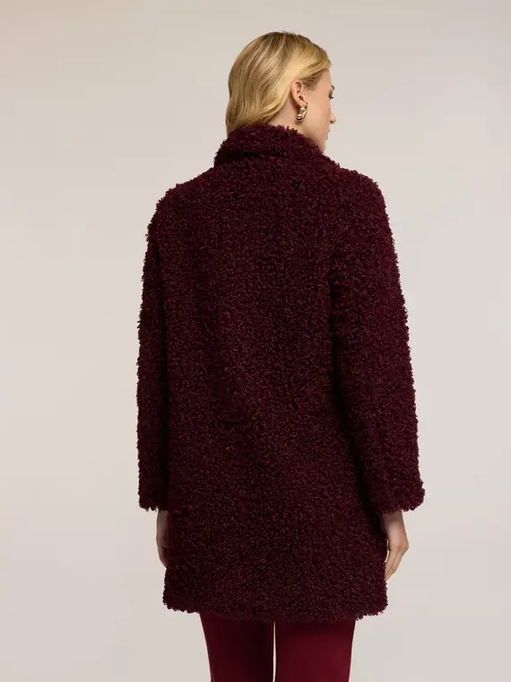 Cappotto oversize in panno bouclé Donna, Bordeaux miniatura 2