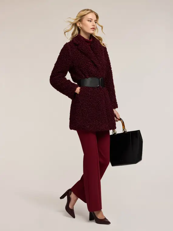 Cappotto oversize in panno bouclé Donna, Bordeaux