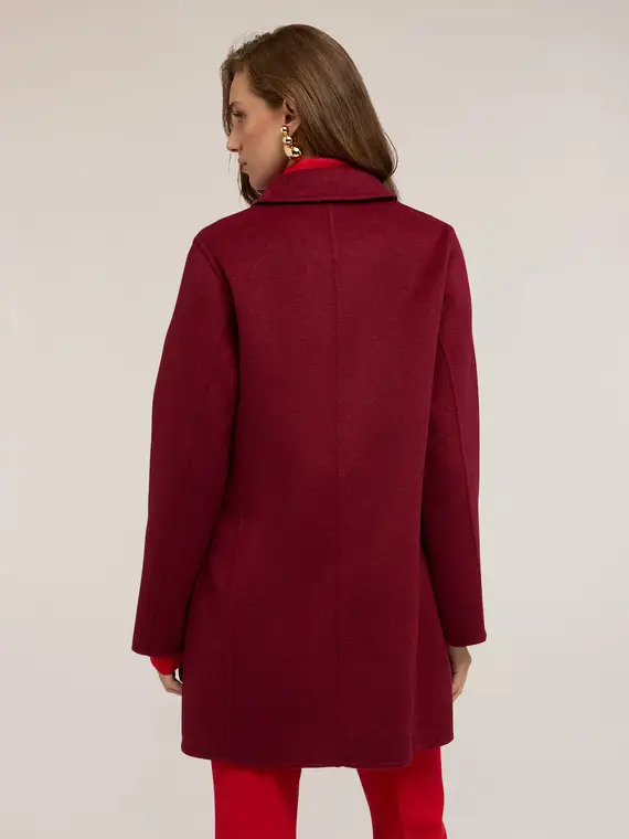 Cappotto reversibile in panno misto lana Donna, Bordeaux miniatura 2