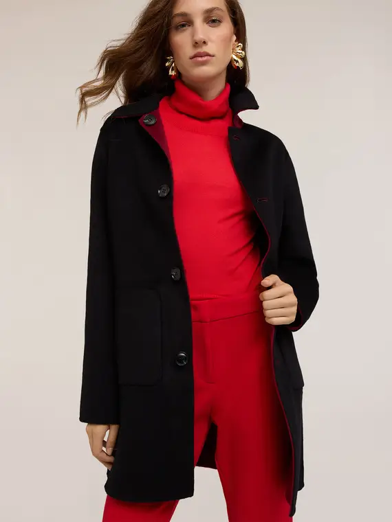 Cappotto reversibile in panno misto lana Donna, Bordeaux miniatura 3