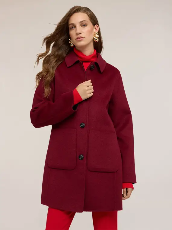 Cappotto reversibile in panno misto lana Donna, Bordeaux
