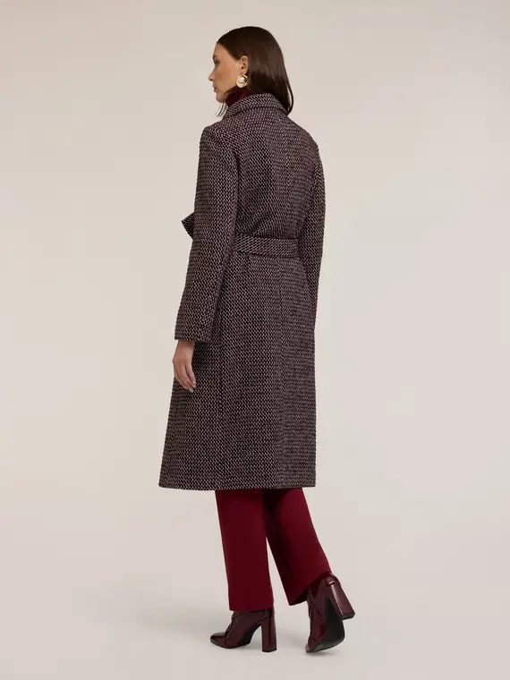 Cappotto sartoriale con cintura Donna, Bordeaux miniatura 2