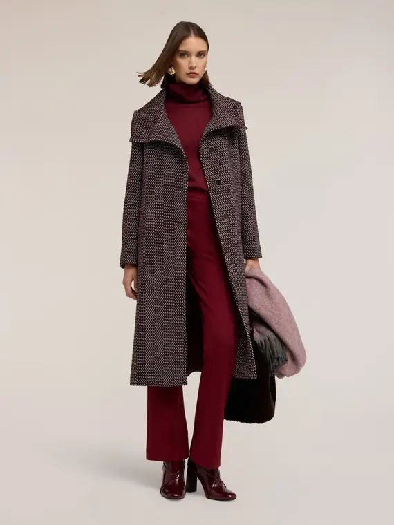Cappotto sartoriale con cintura Donna, Bordeaux
