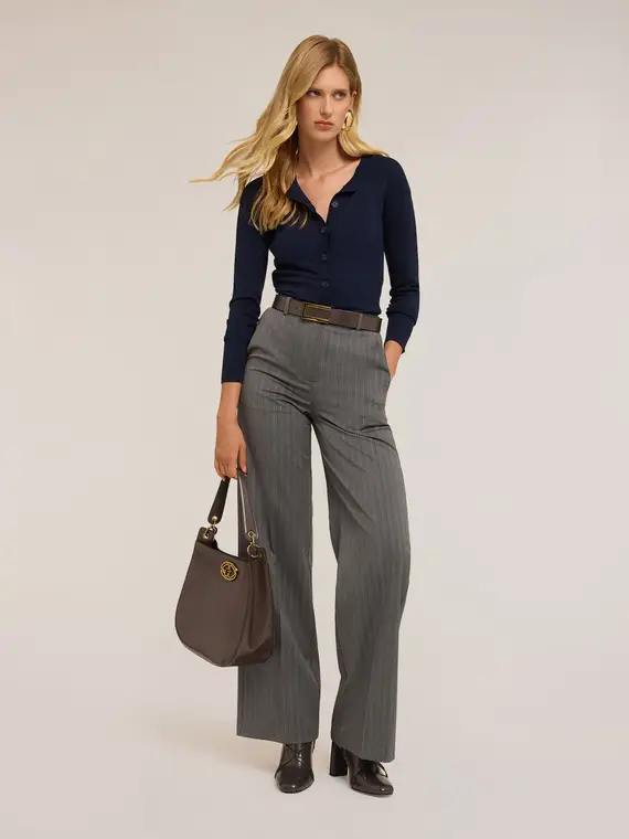 Cardigan con dettagli a coste Donna, Blu