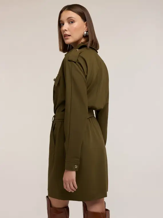 Chemisier military con cintura Donna, Verde militare miniatura 2