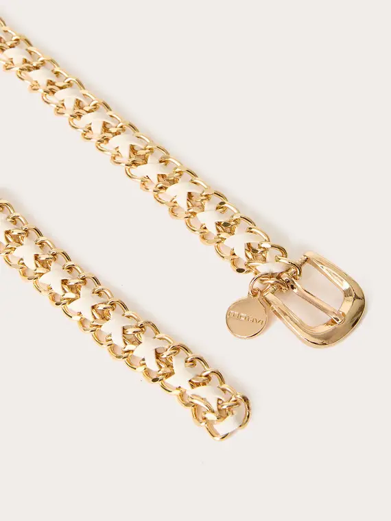 Cintura a catena metallizzata Donna, Oro miniatura 3