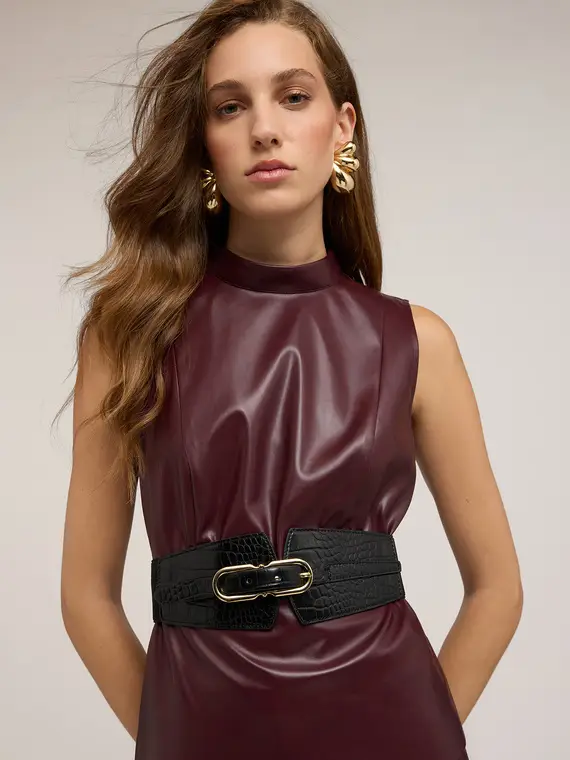 Cintura alta elastica con fibbia in metallo Donna, Nero