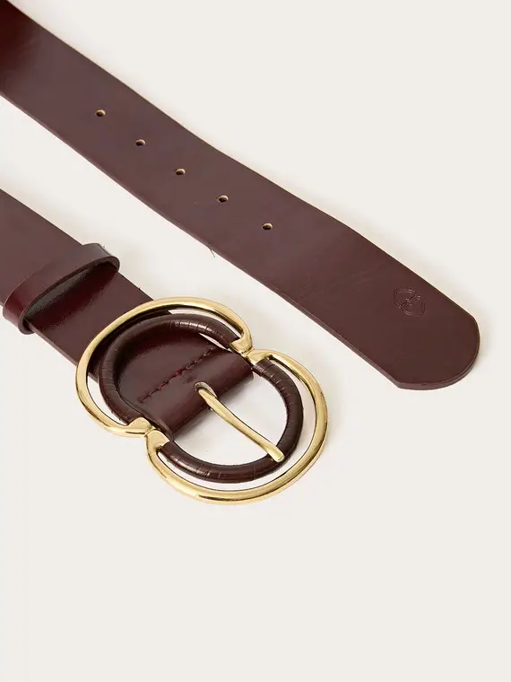 Cintura con fibbia doppia Donna, Bordeaux miniatura 3