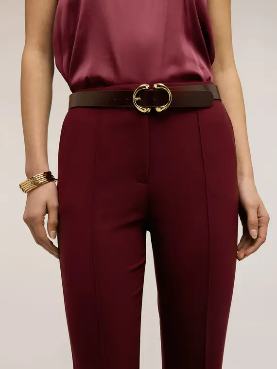 Cintura con fibbia doppia Donna, Marrone