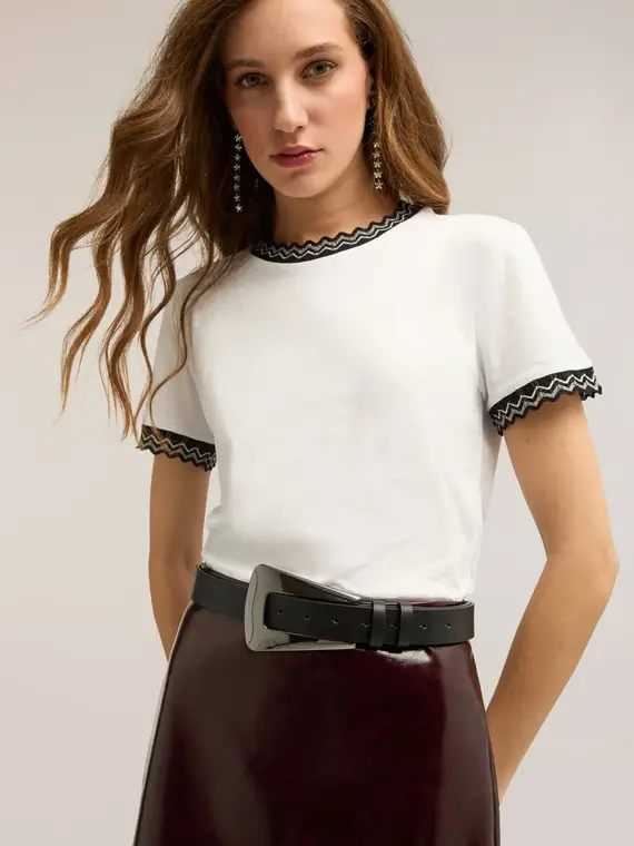 Cintura con fibbia geometrica Donna, Nero