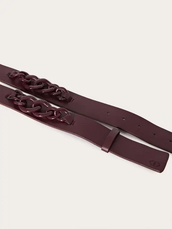 Cintura con motivo catene Donna, Bordeaux miniatura 2
