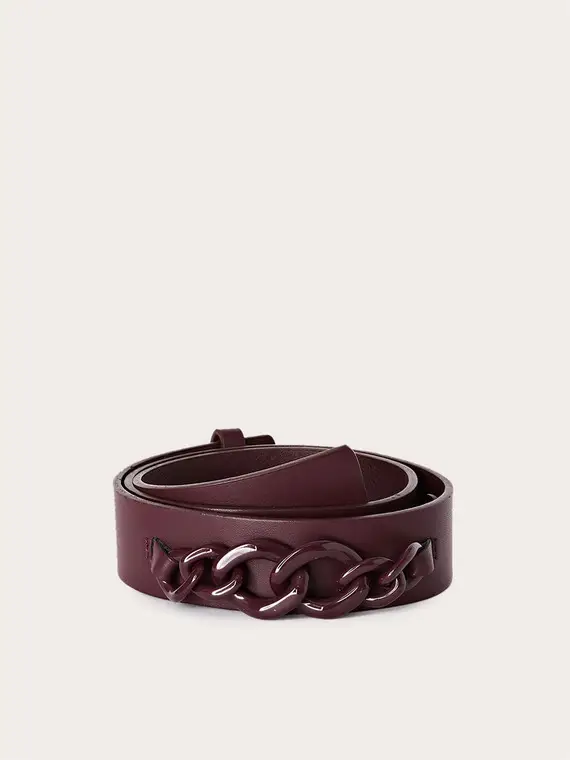 Cintura con motivo catene Donna, Bordeaux