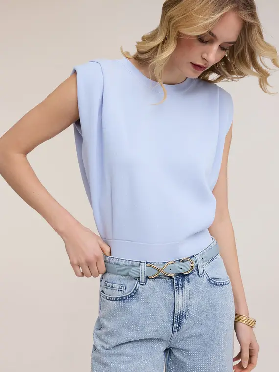 Cintura con passante in metallo Donna, Azzurro