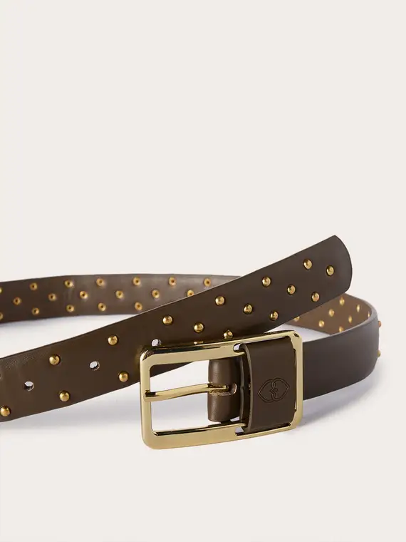 Cintura con piccole borchie Donna, Verde miniatura 3