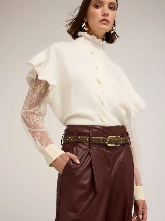 Cintura con piccole borchie Donna, Verde