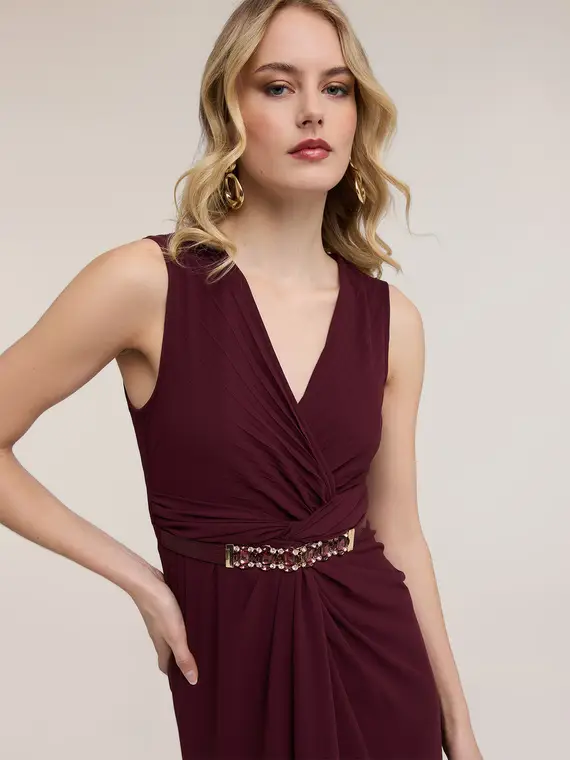 Cintura elastica con fibbia gioiello Donna, Bordeaux