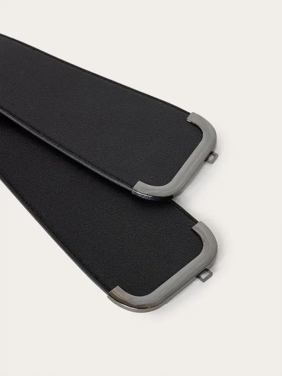 Cintura elastica con fibbia squadrata metallica Donna, Nero miniatura 2