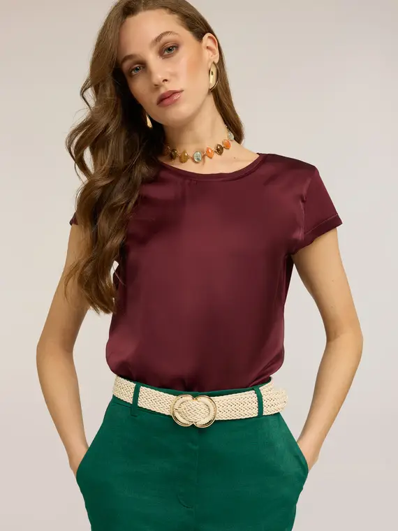 Cintura in tessuto intrecciato con fibbia doppia Donna, Bianco