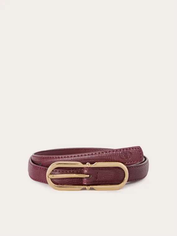 Cintura lizard con fibbia Donna, Bordeaux miniatura 2