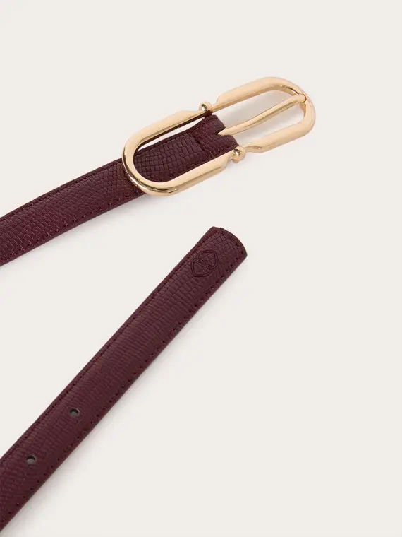 Cintura lizard con fibbia Donna, Bordeaux miniatura 3