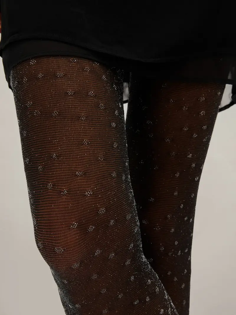 Motivi Collant velati a pois glitter Donna, Nero, Taglia 01 miniatura 2