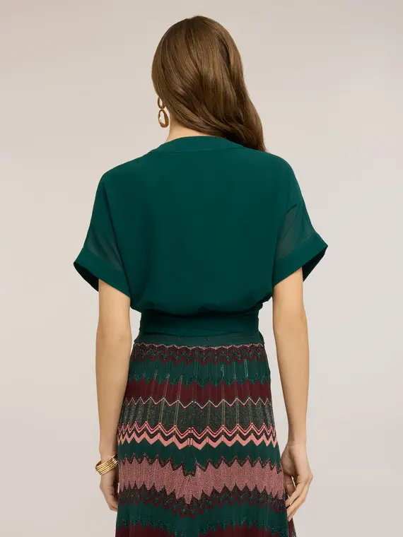 Coprispalle corto a portafoglio in georgette Donna, Verde miniatura 2