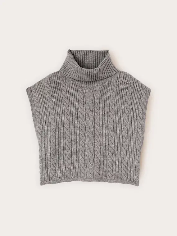 Coprispalle in maglia con lavorazione a trecce Donna, Grigio miniatura 2