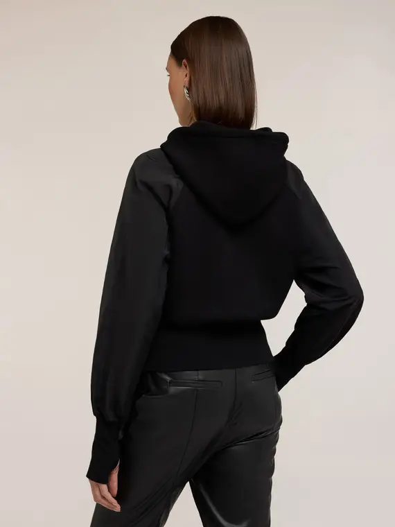 Felpa chiusa con cappuccio Donna, Nero miniatura 2