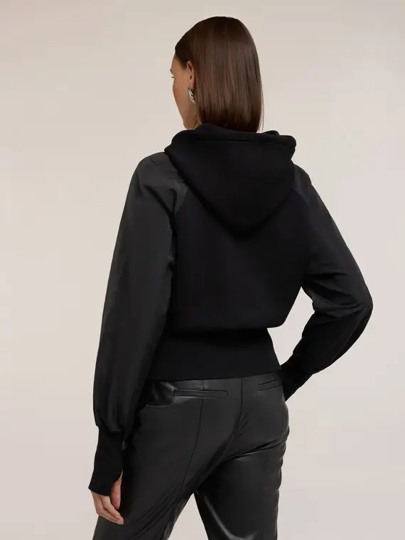 Felpa chiusa con cappuccio Donna, Nero miniatura 2