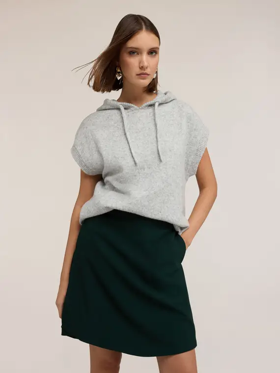 Felpa in maglia misto lana Donna, Grigio miniatura 3