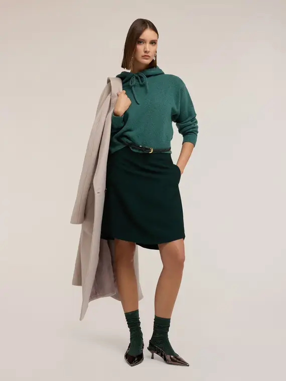 Felpa in maglia misto lana Donna, Verde