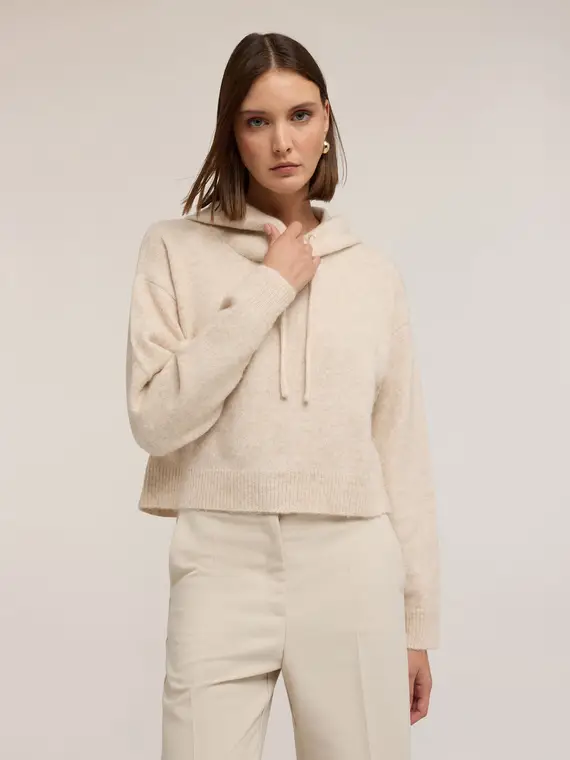Felpa in maglia misto mohair Donna, Beige