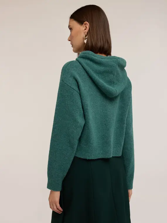 Felpa in maglia misto mohair Donna, Verde miniatura 2