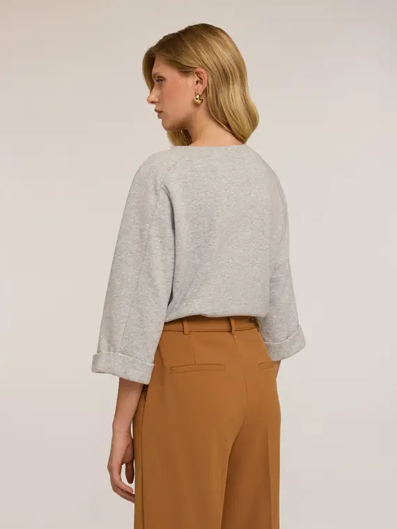 Felpa ricamata Donna, Grigio miniatura 2