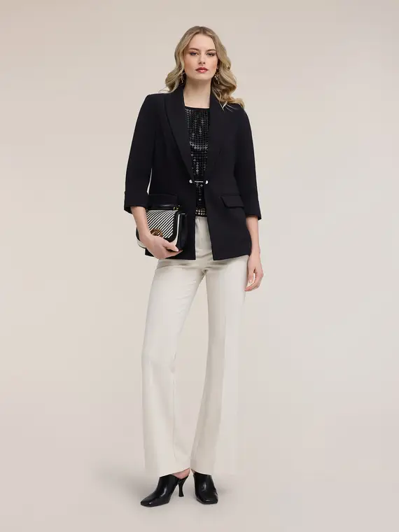 Giacca blazer con gemelli gioiello Donna, Nero