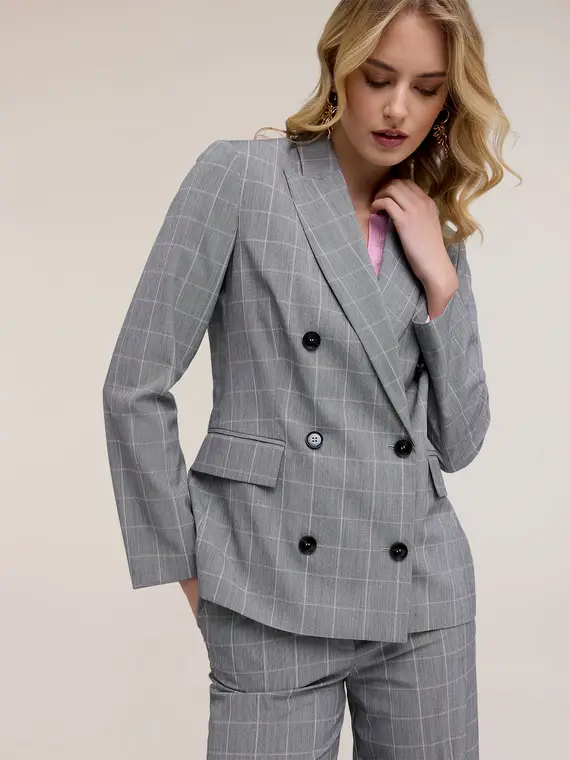 Giacca blazer fantasia principe di Galles Donna, Grigio
